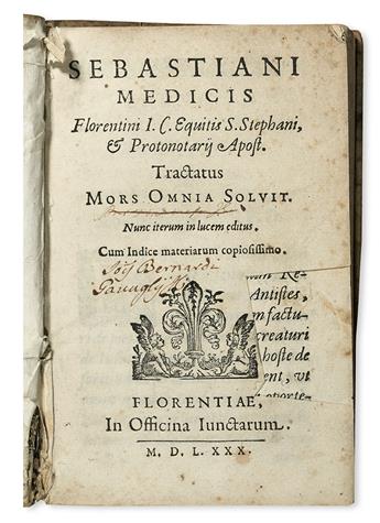 LAW  MEDICI, SEBASTIANO. Tractatus Mors Omnia Solvit.  1580